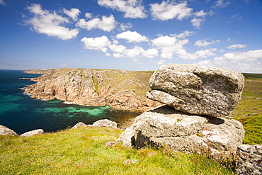 Cornish coastal scenery at Gwennap Head looking towards Lands End, Cornwall, England, United Kingdom, Europe