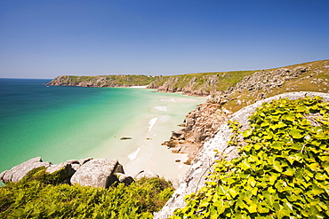 Porthcurno beach in Cornwall, England, United Kingdom, Europe