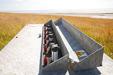 Two sources of renewable energy on Walney Island, Barrow in Furness, Cumbria, England, United Kingdom, Europe