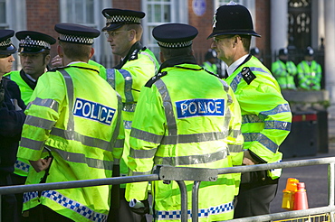 Police at the I Count climate change rally in London, England, United Kingdom, Europe