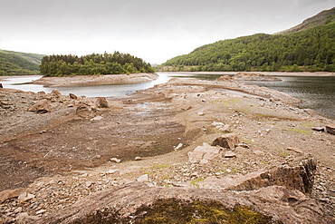 Thirlmere reservoir the day before a hosepipe ban came into effect in the North West, Lake District, Cumbria, England, United Kingdom, Europe