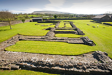 Sawley Abbey at Sawley, near Clitheroe,with Pendle Hill in the background, Lancashire, England, United Kingdom, Europe