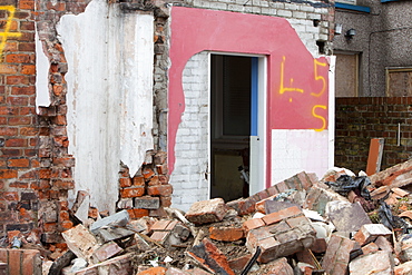 Condemned houses being demolished in Barrow in Furness, Cumbria, England, United Kingdom, Europe