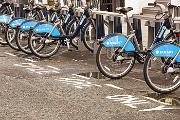 Barclays Cycle Hire scheme (Boris Bikes), part of a green initiative by Transport for London, London, England, United Kingdom, Europe