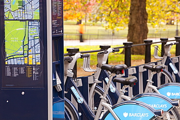 Barclays Cycle Hire scheme (Boris Bikes), part of a green initiative by Transport for London, London, England, United Kingdom, Europe