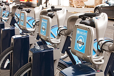 Barclays Cycle Hire scheme (Boris Bikes), part of a green initiative by Transport for London, London, England, United Kingdom, Europe