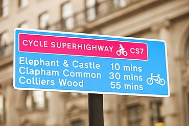 Cycle Superhighways, in this case the CS7 that goes from Southwark bridge to Tooting, London, England, United Kingdom, Europe