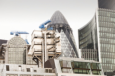 The London City skyline including the Swiss Re Tower, London, England, United Kingdom, Europe