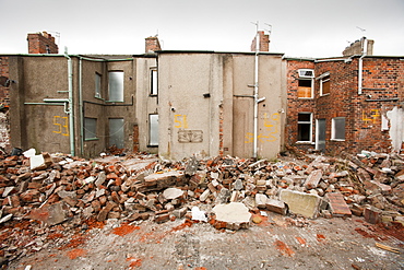 Condemned houses being demolished in Barrow in Furness, Cumbria, England, United Kingdom, Europe