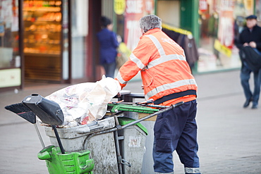 A street sweeper in Loughborough, Leicestershire, England, United Kingdom, Europe