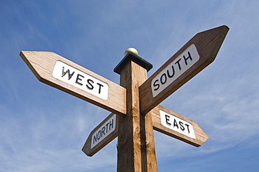 A compass post at White Wells on Ilkley Moor, Yorkshire, England, United Kingdom, Europe