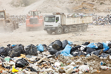 Rubbish on a landfill site in Alicante, Costa Blanca, Murcia, Spain, Europe