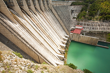 The Iznajar hydro electric power station near Antequera in Andalucia, Spain, Europe