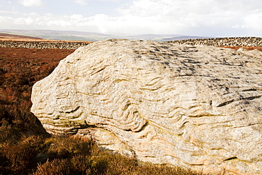 The Thimble Stones, millstone grit boulders near the summit of Ilkley Moor, West Yorkshire, England, United Kingdom, Europe