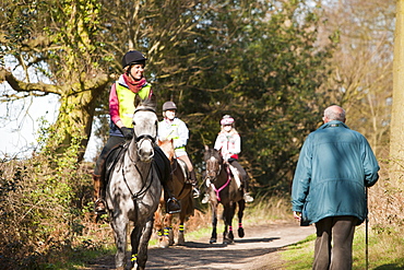 Horse trekking and walking near Woodhouse Eaves in Leicestershire, England, United Kingdom, Europe