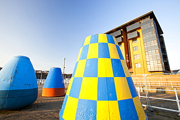 Old buoys at Sunderland Marina, Wearmouth, Tyne and Wear, England, United Kingdom, Europe