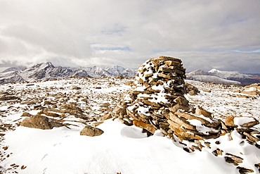 The view west into the Cuillins from Beinn Dearg Mhor summit, behind Broadford on the Isle of Skye, Scotland, United Kingdom, Europe