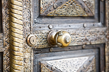 A door on a house in Marrakech, Morocco, North Africa, Africa