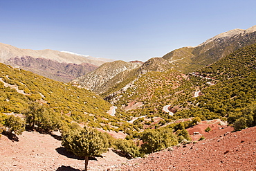 Crossing into Taroudannt province over a mountain pass in the Atlas mountains of Morocco, North Africa, Africa