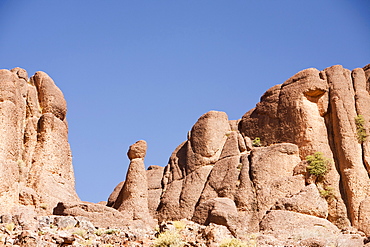 Eroded granite boulders in a valley in the Anti Atlas mountains of Morocco, North Africa, Africa