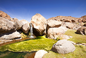 A mountain stream in the Anti Atlas mountains of Morocco, North Africa, Africa