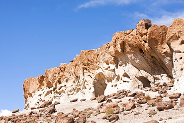 Eroded rock formations near Jebel Sirwa in the Anti Atlas mountains of Morocco, North Africa, Africa