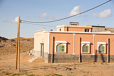 Electricty comes to the Berber village of Tinzarine near Jebel Sirwa in the Anti Atlas mountains of Morocco, North Africa, Africa