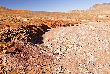 A dried up river bed in the Anti Atlas mountains of Morocco, North Africa, Africa