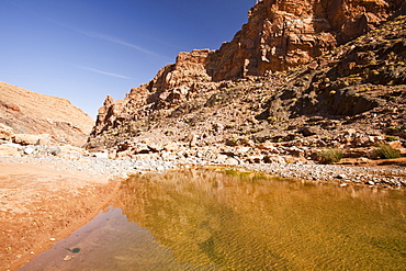 A pool in a river bed in the Anti Atlas mountains of Morocco, North Africa, Africa