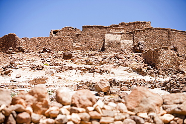 An ancient grain store (agadir) in a Berber village near Jebel Sirwa in the Anti Atlas mountains of Morocco, North Africa, Africa