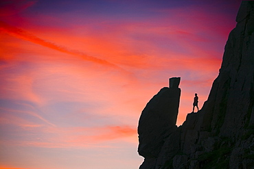 Sunset from the Sphynx Rock on Great Gable in the Lake District, Cumbria, England, United Kingdom, Europe