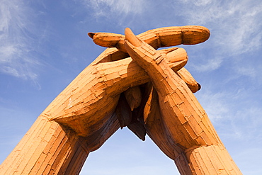 The Big Dance sculpture by artist Ray Lonsdale in the Sculpture Garden at the world famous Gretna Green Blacksmiths shop, Scotland, United kingdom, Europe