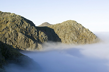 Above the clouds on Crinkle Crags in the Lake District National Park, Cumbria, England, United Kingdom, Europe