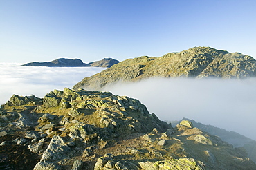 Above the clouds on Crinkle Crags in the Lake District National Park, Cumbria, England, United Kingdom, Europe