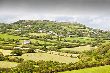 Old field boundaries and traditional countryside on the Dorset coast near Charmouth, Dorset, England, United Kingdom, Europe