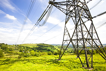 Fishpond Bottom, a beautiful village in the Dorset countryside with wonderful views to the coast, views that have been ruined by a high voltage power line crossing the valley, Fishpond Bottom, Dorset, England, United Kingdom, Europe