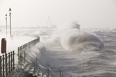 Blackpool being battered by storms, Blackpool, Lancashire, England, United Kingdom, Europe