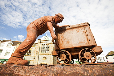 A sculpture in Millom depicting the area's heritage for iron ore mining, Millom, Cumbria, England, United Kingdom, Europe