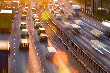 Rush hour traffic on the M60 motorway near Manchester, England, United Kingdom, Europe