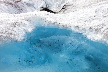 Meltwater pools on the Athabasca Glacier, Jasper National Park, UNESCO World Heritage Site, Alberta, Canadian Rockies, Canada, North America