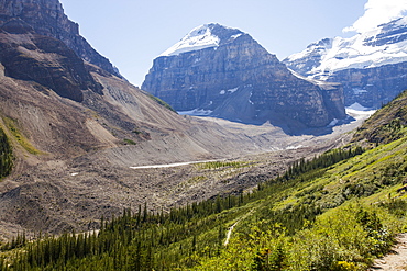 Moraine from the rapidly receding Victoria Glacier above Lake Louise, Banff National Park, UNESCO World Heritage Site, Alberta, Canadian Rockies, Canada, North America