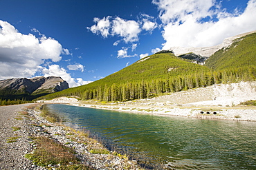 Funneling water around the Rockies to the Rundle Hydro Power Plant above Canmore, Bnaff National Park, UNESCO World Heritage Site, Alberta, Canadian Rockies, Canada, North America