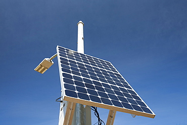 A solar lamp post in Fort McMurray, Alberta, Canada, North America