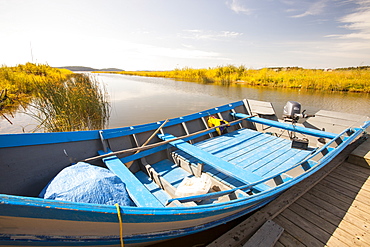 A fishing boat on Lake Athabasca in Fort Chipewyan, a First Nation community downstream of the tar sands industry, Alberta, Canada, North America