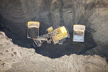 Tar sands deposits being mined north of Fort McMurray, Alberta, Canada, North America