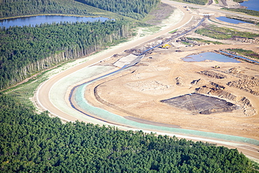 Tar sands deposits being mined north of Fort McMurray, Alberta, Canada, North America