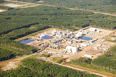 A SAGD (Steam Assisted Gravity Drainage) tar sands plant north of Fort McMurray, Alberta, Canada, North America