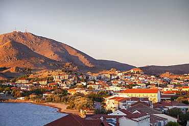 Myrina in evening light, Lemnos, Greek Islands, Greece, Europe