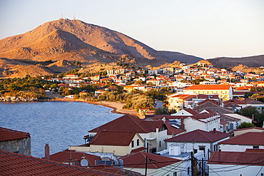 Myrina in evening light, Lemnos, Greek Islands, Greece, Europe