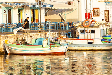 Traditional fishing boats in Myrina on Lemnos, Greek Islands, Greece, Europe